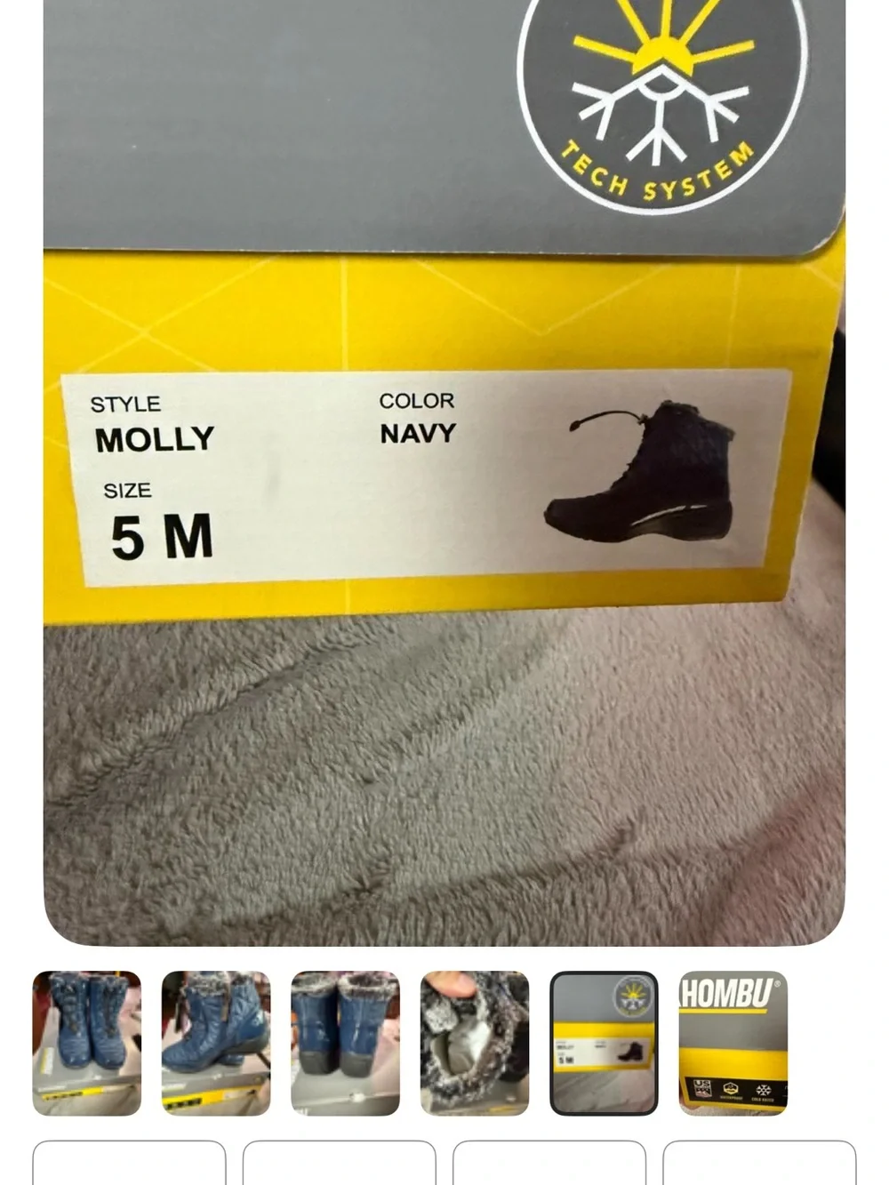 Khombu Navy Quilted Waterproof Girls Winter Boots